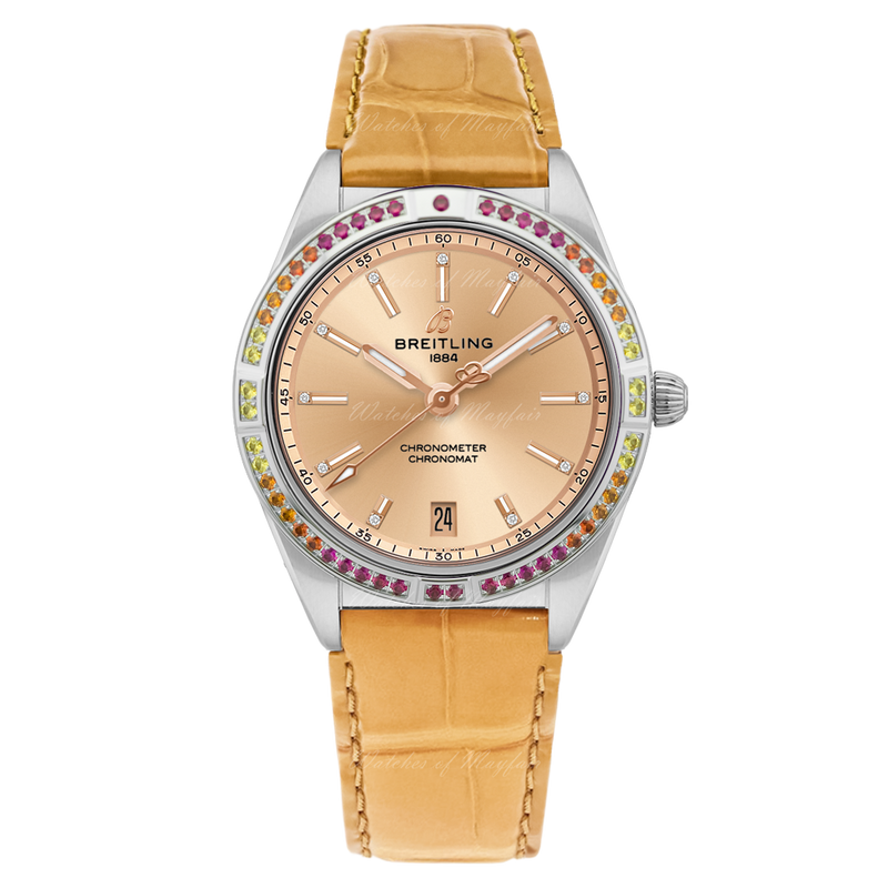 Breitling Chronomat Automatic 36 South Sea Brown Dial Brown Leather Strap Watch for Women - A10380611A1P1
