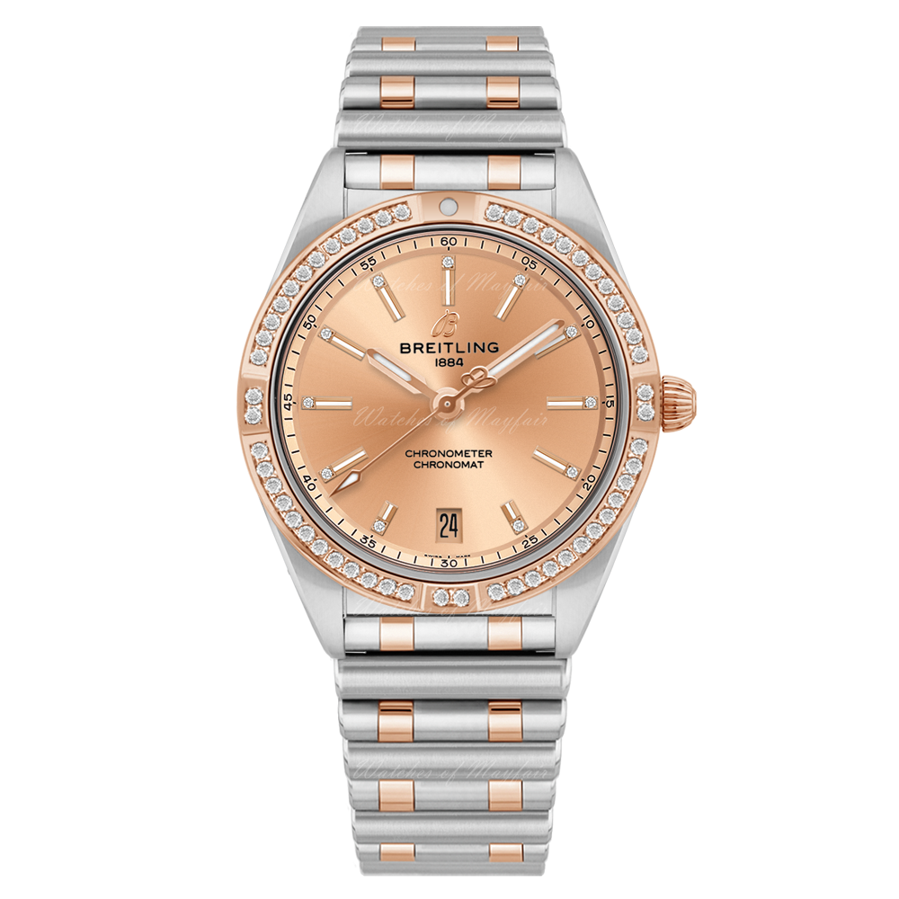 Breitling Chronomat Automatic 36 Diamonds Brown Dial Two Tone Steel Strap Watch for Women - U10380591K1U1