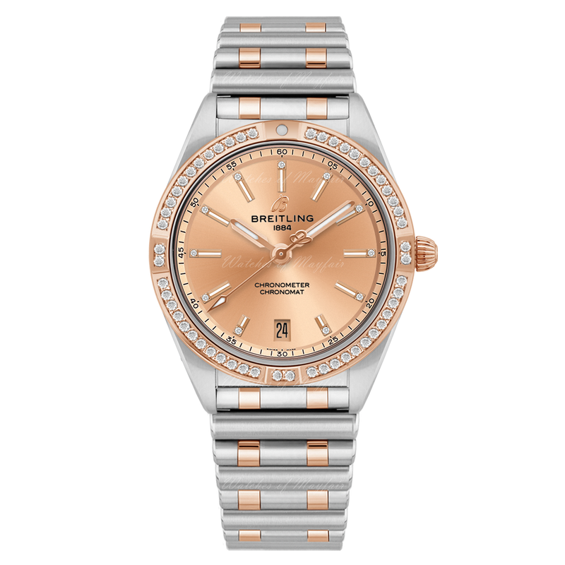 Breitling Chronomat Automatic 36 Diamonds Brown Dial Two Tone Steel Strap Watch for Women - U10380591K1U1