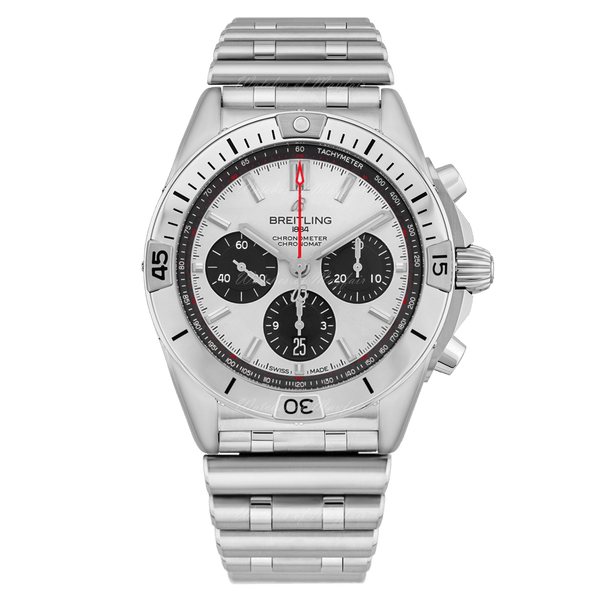 Breitling Chronomat B01 42mm Silver Dial Silver Steel Strap Watch for Men - AB0134101G1A1