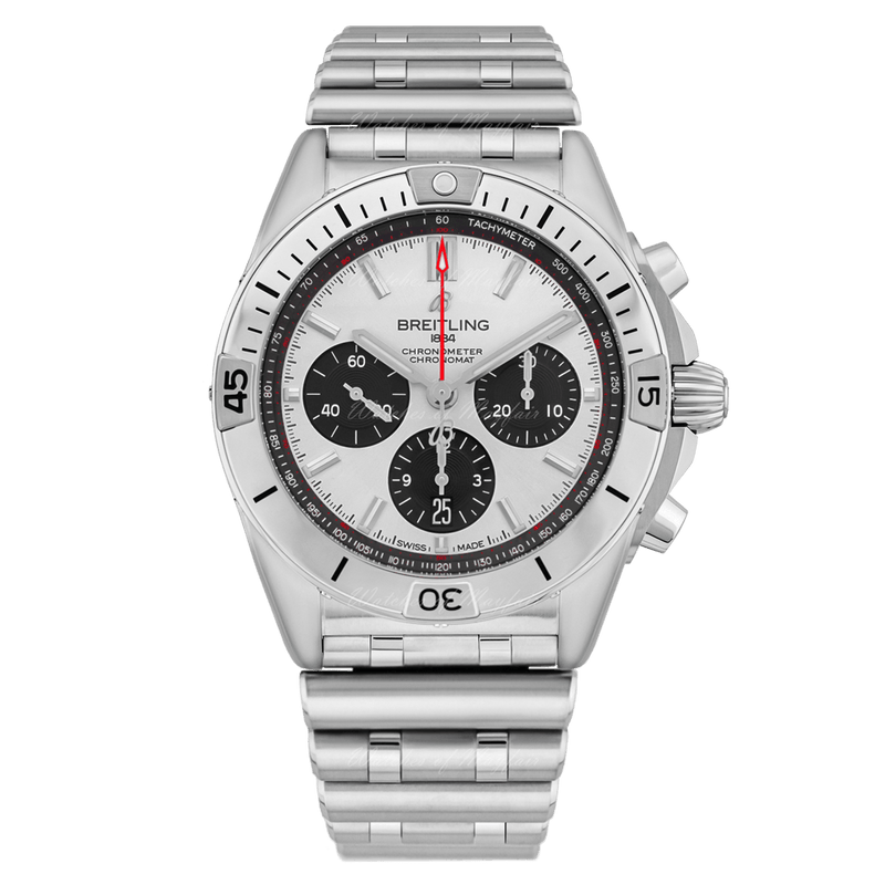 Breitling Chronomat B01 42mm Silver Dial Silver Steel Strap Watch for Men - AB0134101G1A1