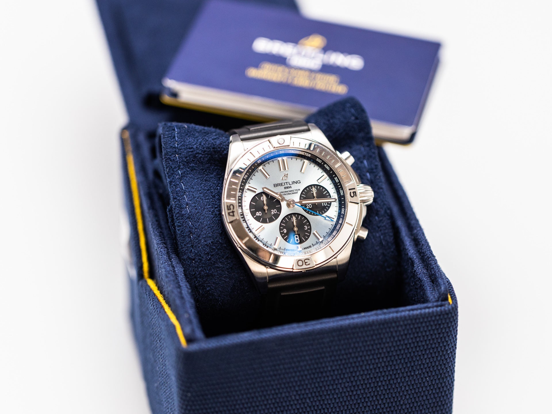 Breitling Chronomat B01 42 Blue Dial Black Rubber Strap Watch for Men - PB0134101C1S1