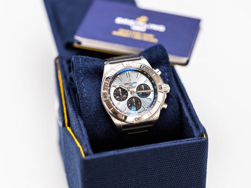 Breitling Chronomat B01 42 Blue Dial Black Rubber Strap Watch for Men - PB0134101C1S1