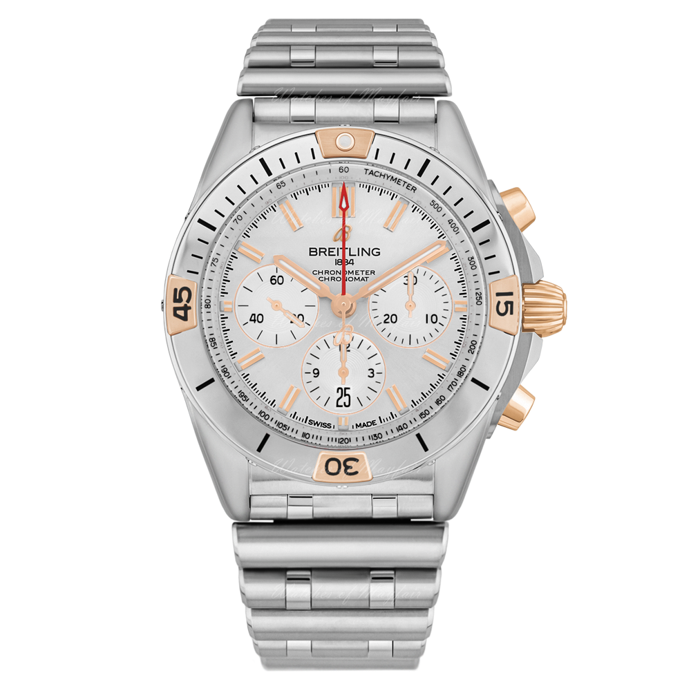 Breitling Chronomat B01 42 White Dial Silver Steel Strap Watch for Men - IB0134101G1A1