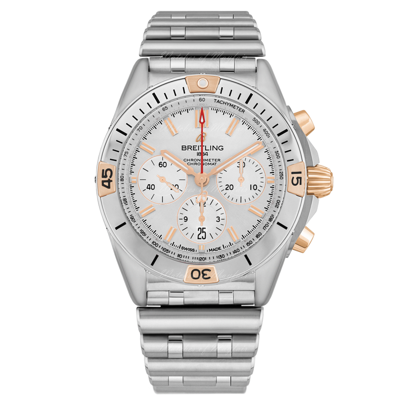 Breitling Chronomat B01 42 White Dial Silver Steel Strap Watch for Men - IB0134101G1A1