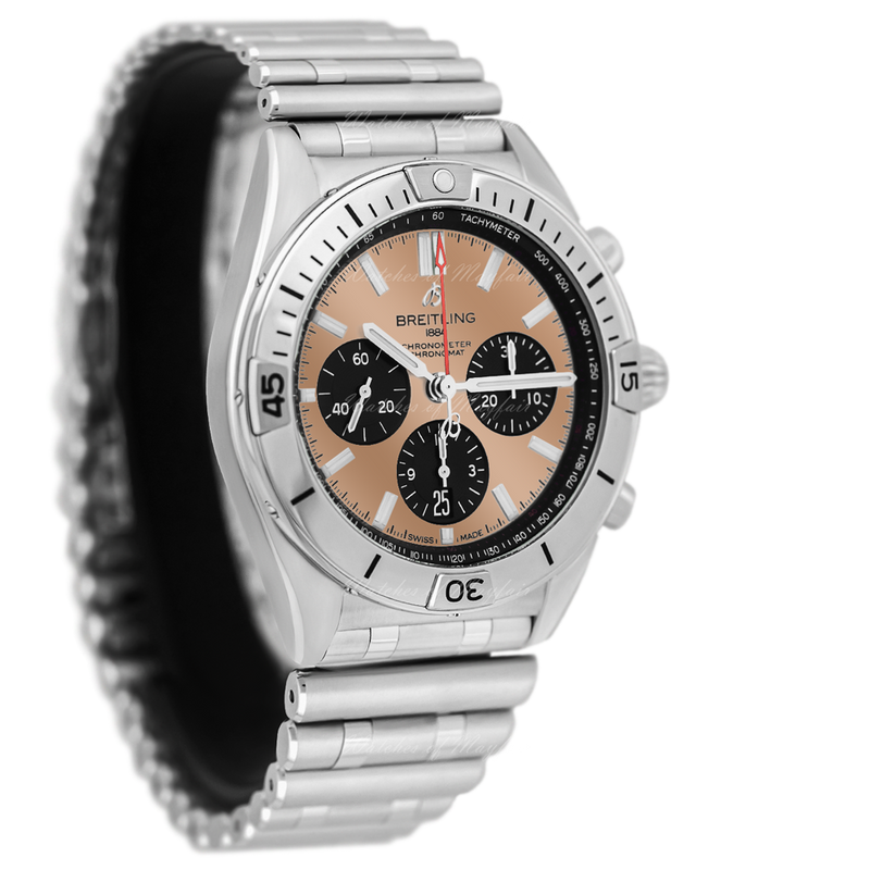 Breitling Chronomat B01 42 Brown Dial Silver Steel Strap Watch for Men - AB0134101K1A1