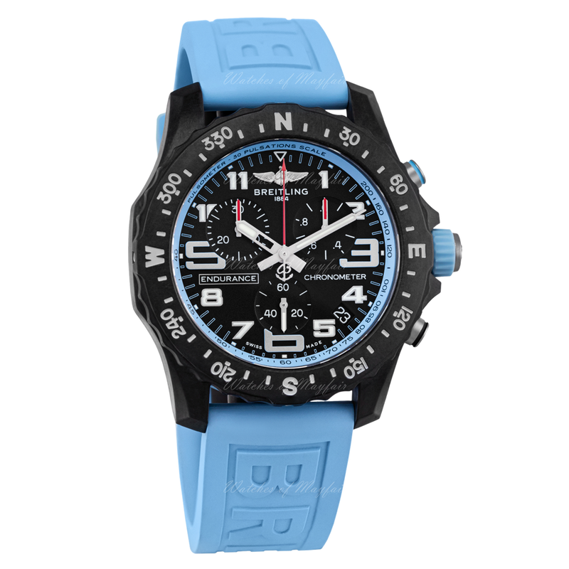 Breitling Endurance Pro Black Dial Light Blue Rubber Strap Watch for Men - X82310281B1S1