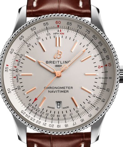 Shop Breitling Navitimer 1 Automatic 41mm White Dial Brown Leather Strap Mens Watch - A17326211G1P1 in USA