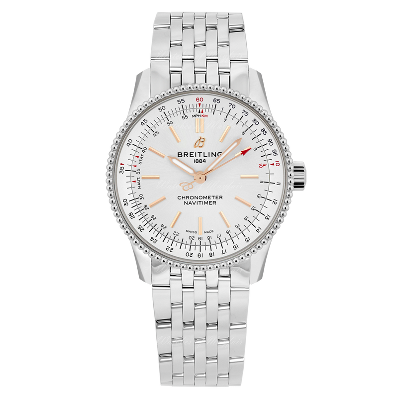 Breitling Navitimer Automatic 35 White Dial Silver Steel Strap Watch for Men - A17395F41G1A1