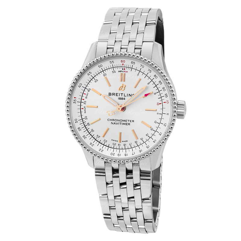 Breitling Navitimer Automatic 35 White Dial Silver Steel Strap Watch for Men - A17395F41G1A1