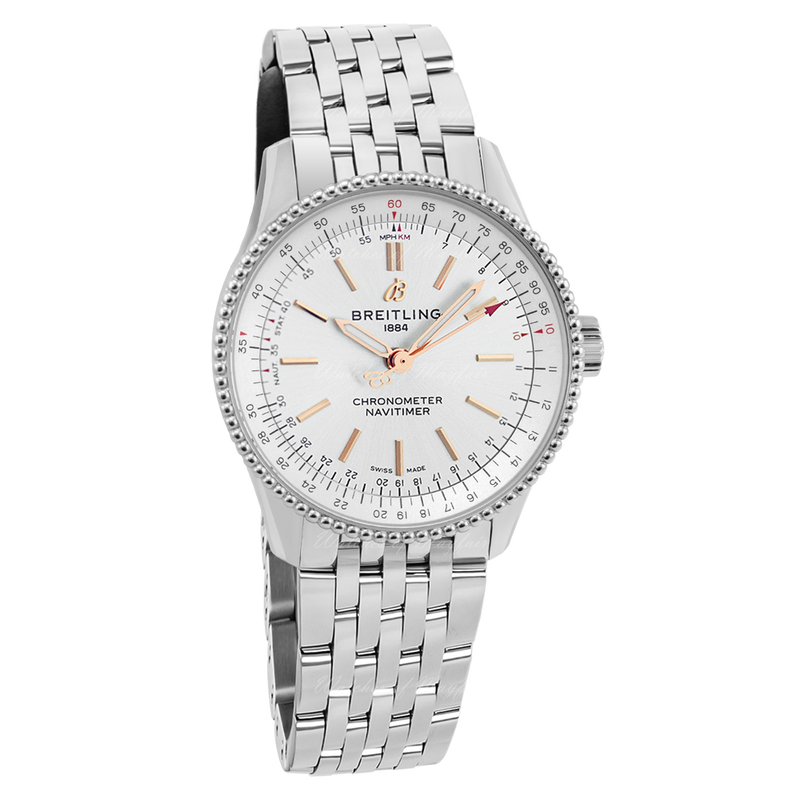 Breitling Navitimer Automatic 35 White Dial Silver Steel Strap Watch for Men - A17395F41G1A1