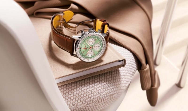 Shop Breitling Navitimer B01 Chronograph 41 Green Dial Brown Leather Strap Watch for Men - AB0139211L1P1 in USA