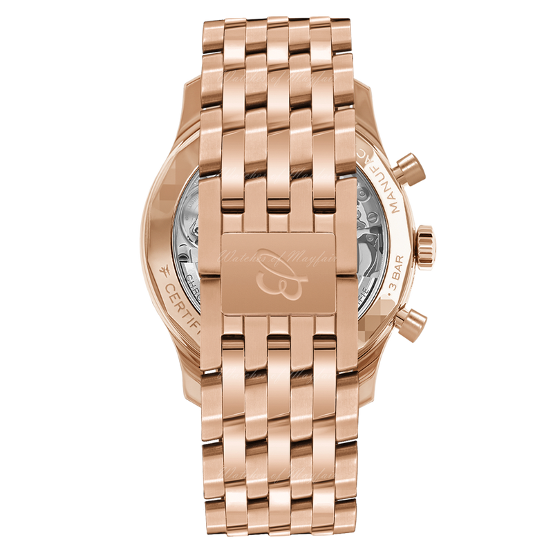 Shop Breitling Navitimer B01 Chronograph 43 Black Dial Rose Gold Steel Strap Watch for Men - RB0138211B1R1 in USA