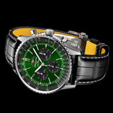 Shop Breitling Navitimer B01 Chronograph 46 Green Dial Black Leather Strap Watch for Men - AB0137241L1P1 in USA
