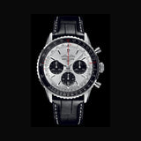 Shop Breitling Navitimer B01 Chronograph 43 Silver Dial Black Leather Strap Watch for Men - AB0138241G1P1 in USA