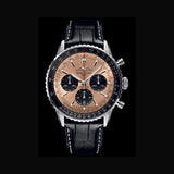 Shop Breitling Navitimer B01 Chronograph 43 Brown Dial Black Leather Strap Watch for Men - AB0138241K1P1 in USA