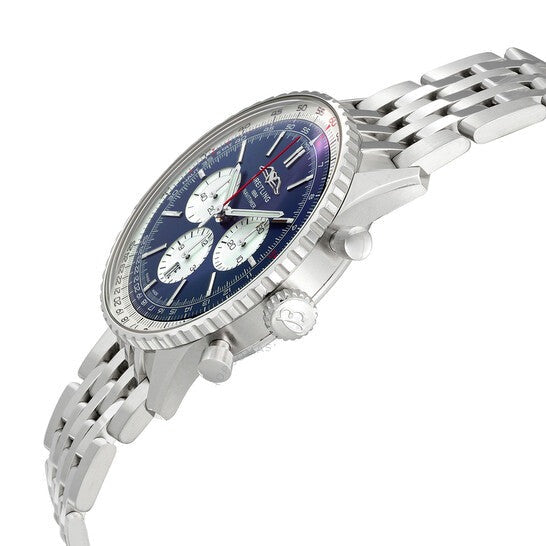 Shop Breitling Navitimer B01 Chronograph 46 Blue Dial Silver Steel Strap Watch for Men - AB0137211C1A1 in USA