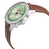 Shop Breitling Navitimer B01 Chronograph 41 Green Dial Brown Leather Strap Watch for Men - AB0139211L1P1 in USA