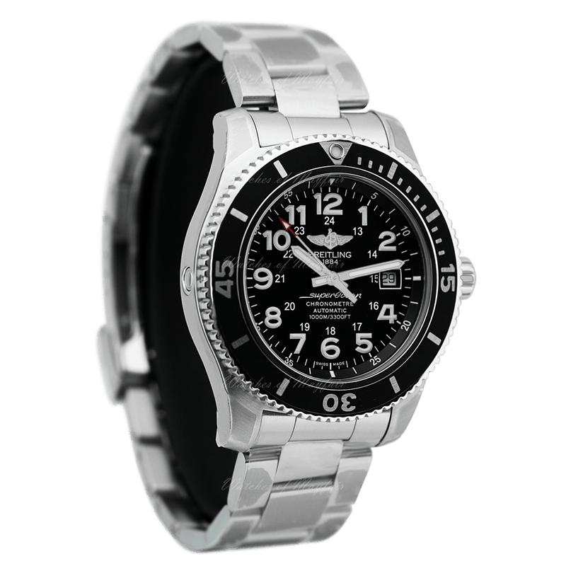 Breitling Superocean II 44mm Black Dial Black Steel Strap Watch for Men - A17392D71B1A1