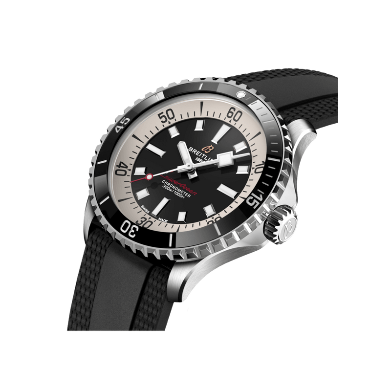 Breitling Superocean Automatic 42 Black Dial Black Rubber Strap Watch for Men - A17375211B1S1