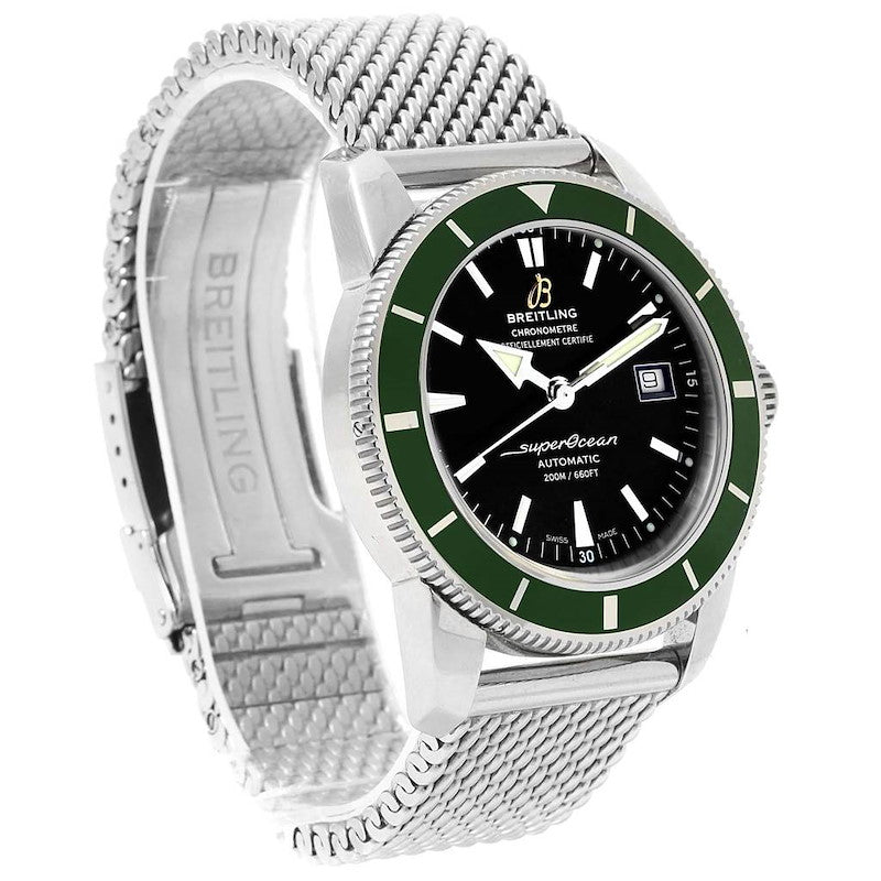 Shop Breitling Superocean Heritage 42mm Chronograph Green Bezel Mens Watch - A1732136 in USA