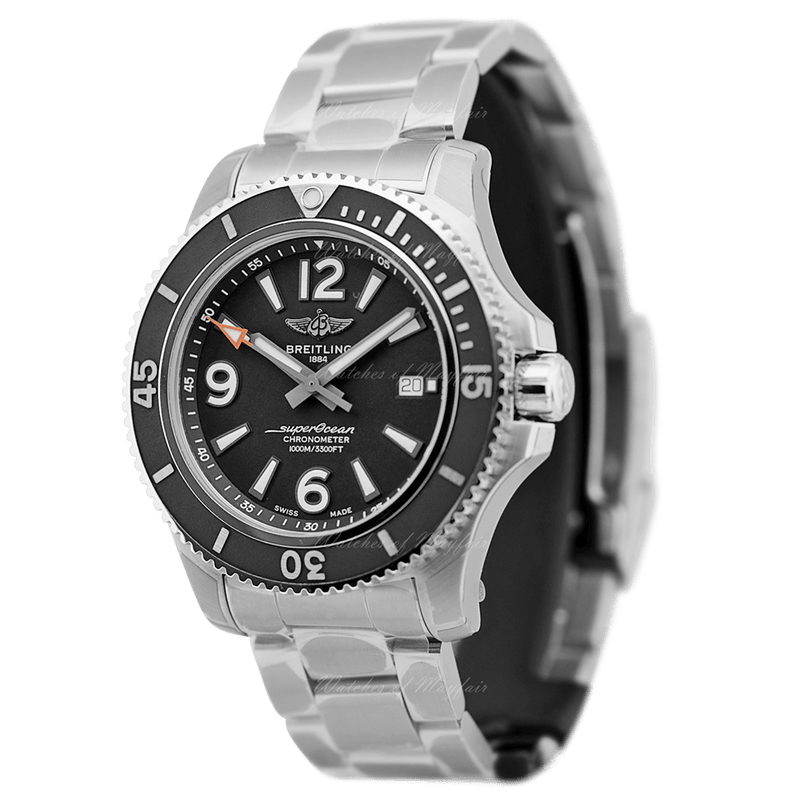 Breitling Superocean Automatic 44mm Black Dial Silver Steel Strap Watch for Men - A17367D71B1A1