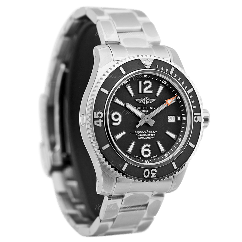 Breitling Superocean Automatic 44mm Black Dial Silver Steel Strap Watch for Men - A17367D71B1A1