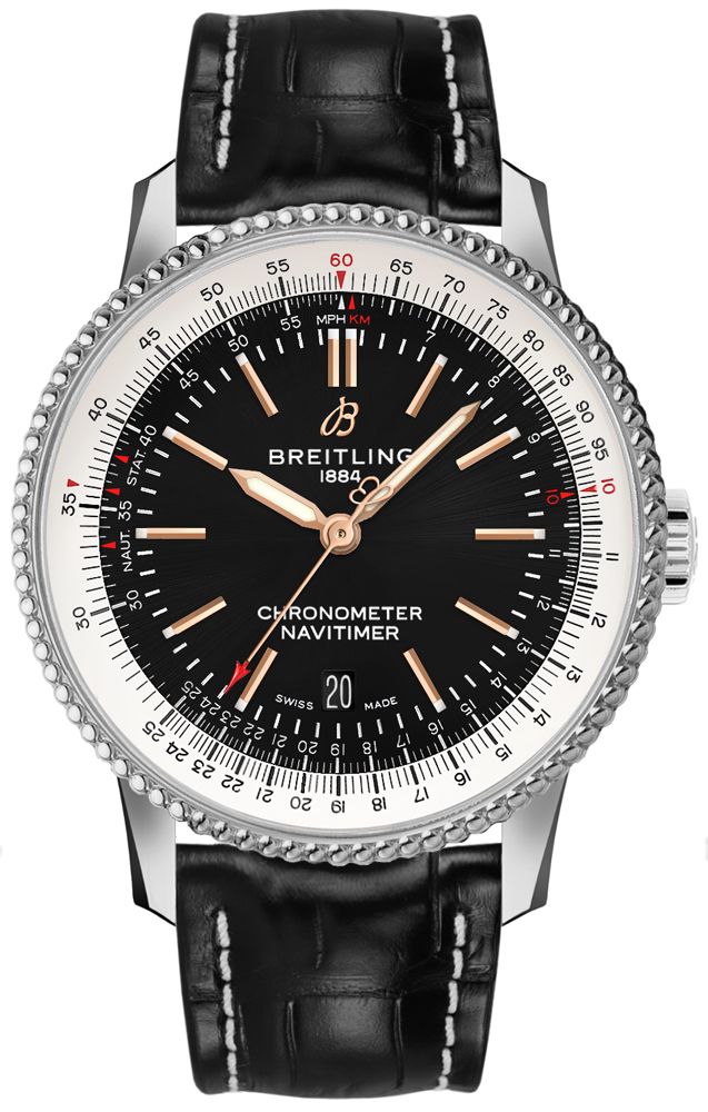 Shop Breitling Navitimer 1 Automatic 41mm Black Dial Black Leather Strap Mens Watch - A17326211B1P2 in USA