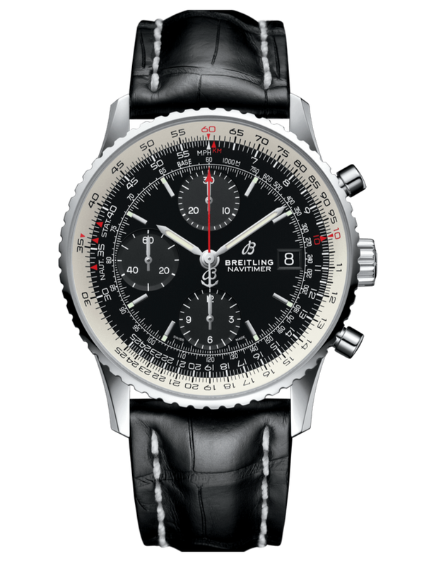 Breitling Navitimer 1 Chronograph 41mm Automatic Black Dial Black Leather Strap Mens Watch - A13324121B1P1