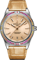 Breitling Chronomat Automatic 36 South Sea Brown Dial Brown Leather Strap Watch for Women - A10380611A1P1