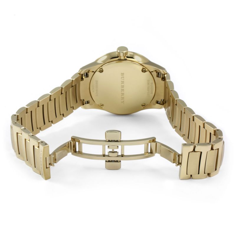 Shop Burberry The Classic Gold Dial Gold Steel Strap Watch for Men - BU10006 in USA