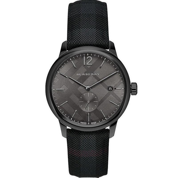 Shop Burberry The Classic Round Horseferry Black Dial Black Leather Strap Watch for Men - BU10010 in USA
