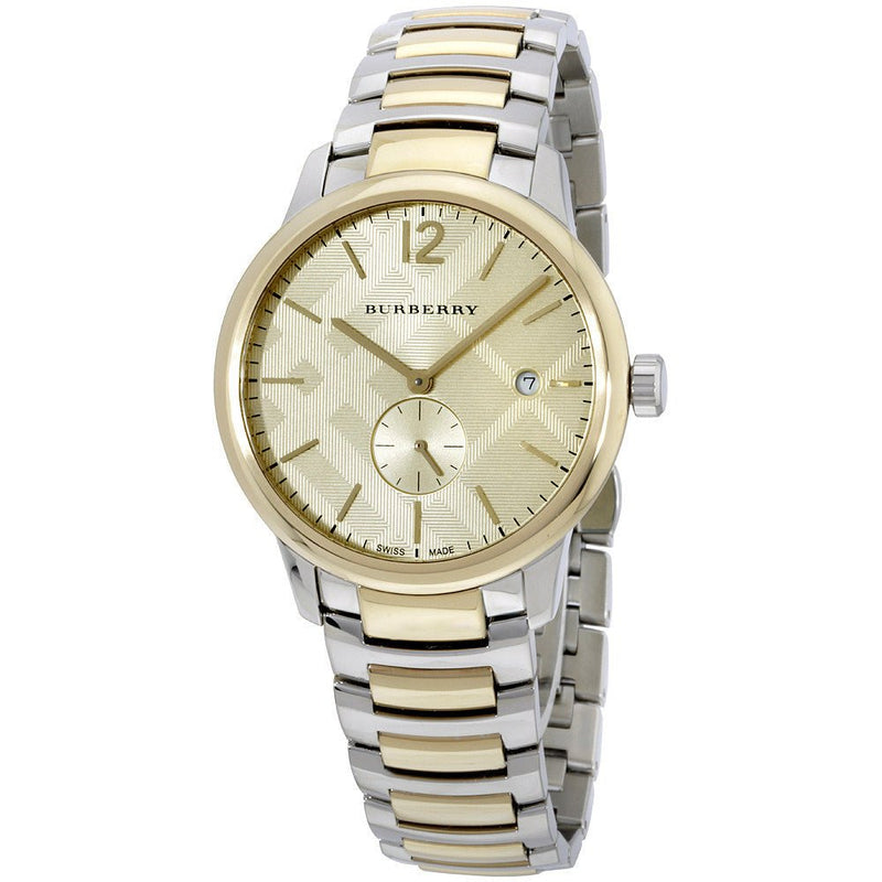 Shop Burberry The Classic Gold Dial Two Tone Steel Strap Watch for Men - BU10011 in USA
