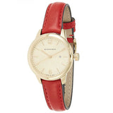 Shop Burberry The Classic Gold Dial Red Leather Strap Watch for Women - BU10102 in USA