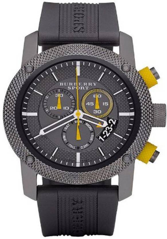 Burberry Sport Endurance Chronograph Grey Dial Grey Rubber Strap Watch for Men - BU7713 Buy Now By Burberry
