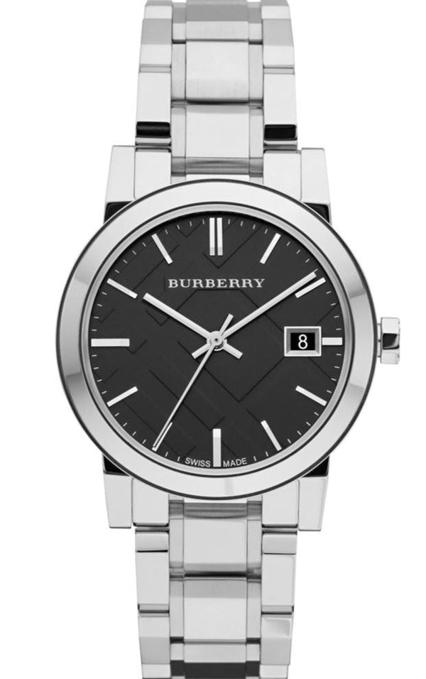 Shop Burberry The City Black Dial Silver Steel Strap Watch for Women - BU9101 in USA