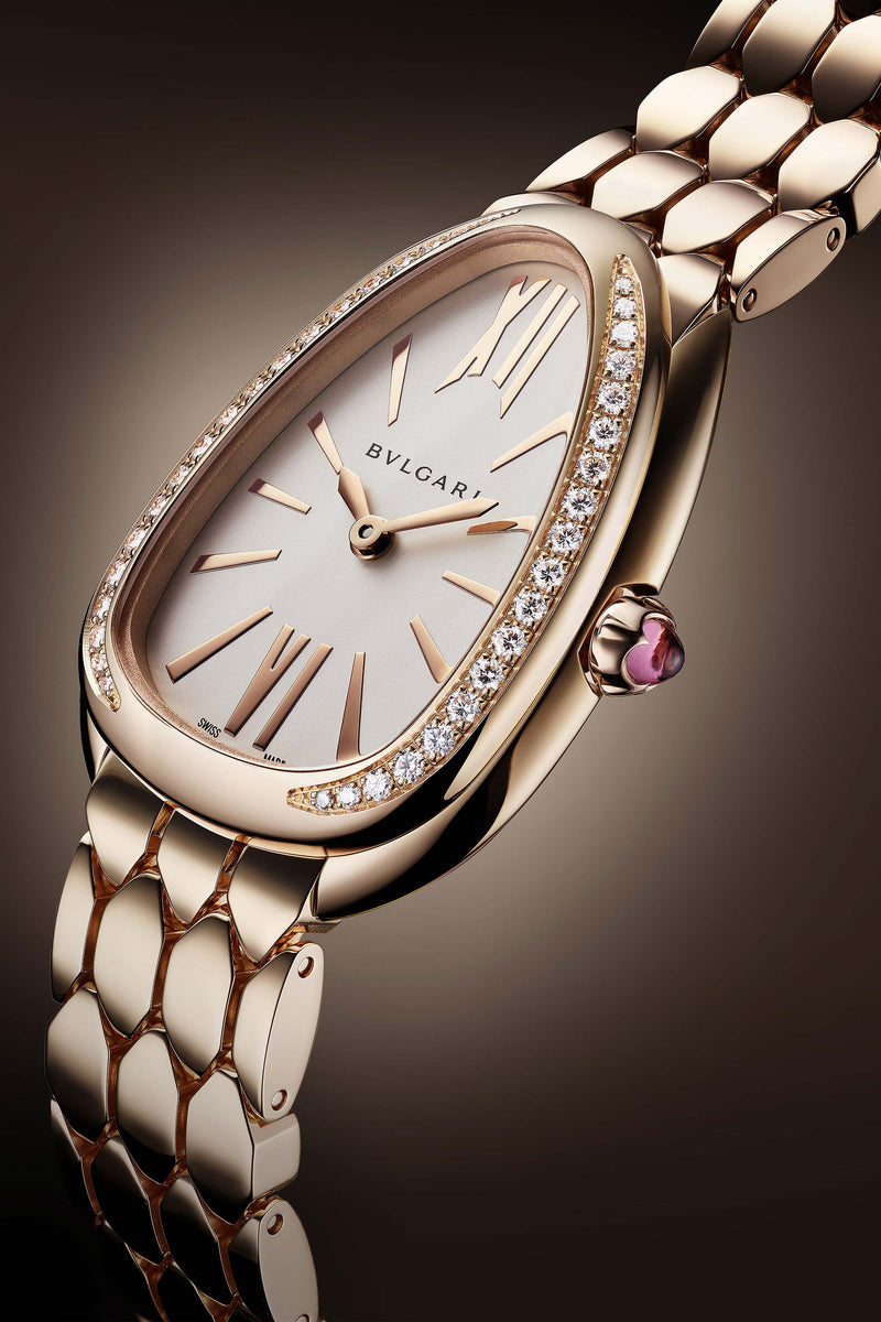 Bvlgari Serpenti Seduttori Diamonds Silver Dial Rose Gold Steel Strap Watch for Women - SERPENTI103146