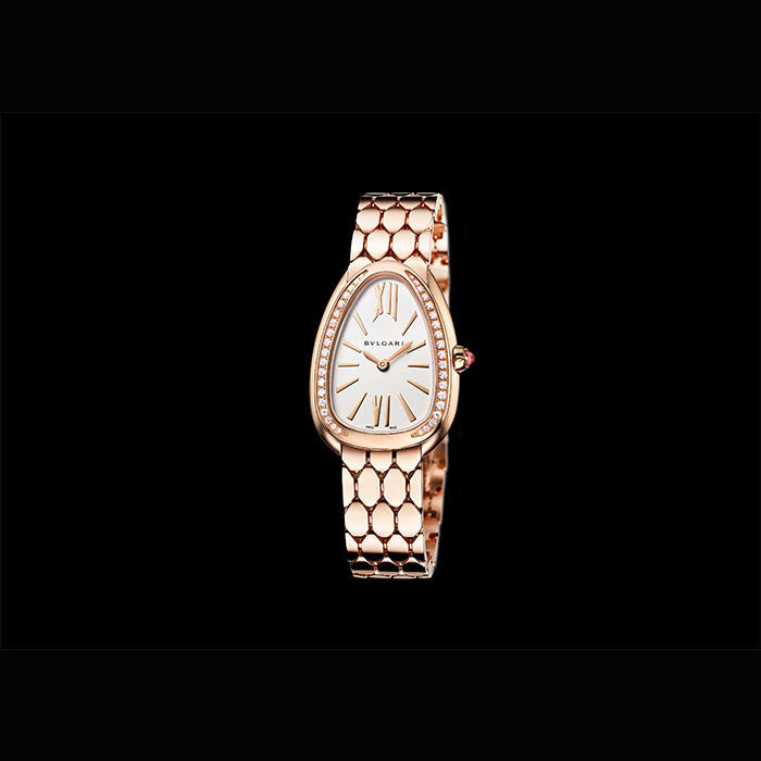 Bvlgari Serpenti Seduttori Diamonds Silver Dial Rose Gold Steel Strap Watch for Women - SERPENTI103146