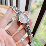 Bulova Classic Diamonds Silver Dial Silver Steel Strap Watch for Women - 96P121 Buy Now By Bulova