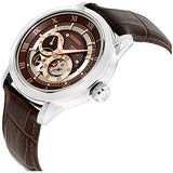 Shop Bulova Classic Skeleton Automatic Brown Dial Brown Leather Strap Watch for Men - 96A120 in USA