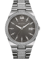 Shop Bulova Crystal Collection Brown Dial Silver Steel Strap Watch for Men - 96B221 in USA