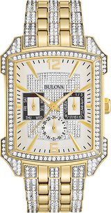 Bulova Crystal Chronograph White Dial Two Tone Steel Strap Watch for Men - 98C109 Buy Now By Bulova