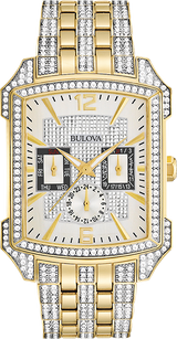 Bulova Crystal Chronograph White Dial Two Tone Steel Strap Watch for Men - 98C109 Buy Now By Bulova
