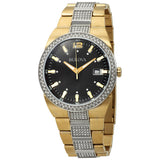 Shop Bulova Crystal Black Dial Two Tone Steel Strap Watch for Men - 98B235 in USA