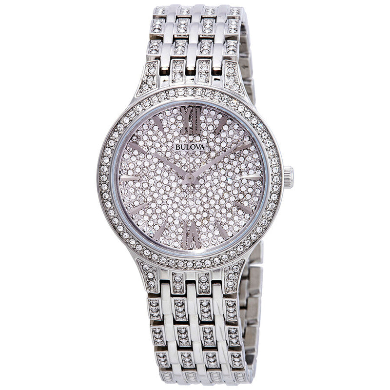 Bulova Crystal Collection Silver Dial Silver Steel Strap Watch for Women - 96L243 Buy Now By Bulova