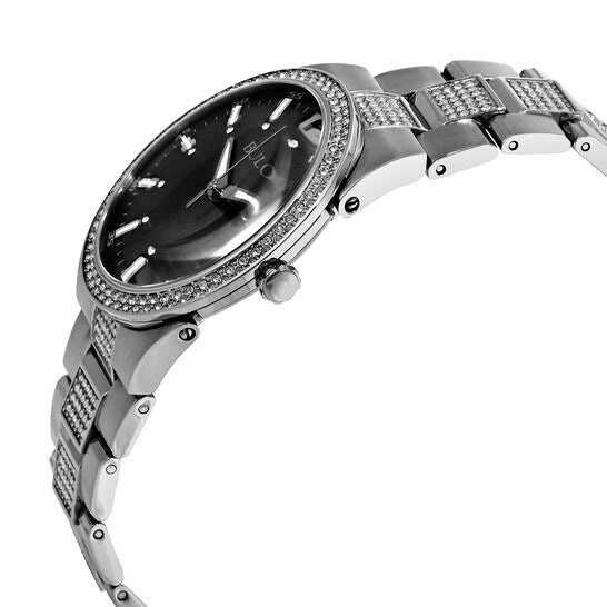 Shop Bulova Crystal Collection Brown Dial Silver Steel Strap Watch for Men - 96B221 in USA