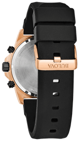 Bulova Marine Star Chronograph Black Dial Black Rubber Strap Watch for Men - 98B104 Buy Now By Bulova