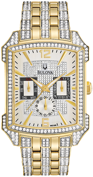 Bulova Crystal Chronograph White Dial Two Tone Steel Strap Watch for Men - 98C109 Buy Now By Bulova