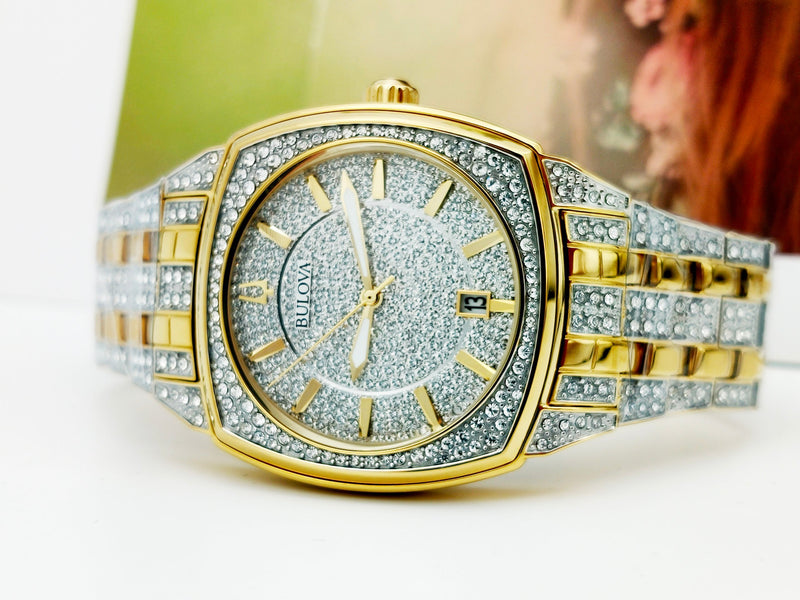 Bulova Phantom Crystal Silver Dial Two Tone Steel Strap Watch for Men - 98B323 Buy Now By Bulova