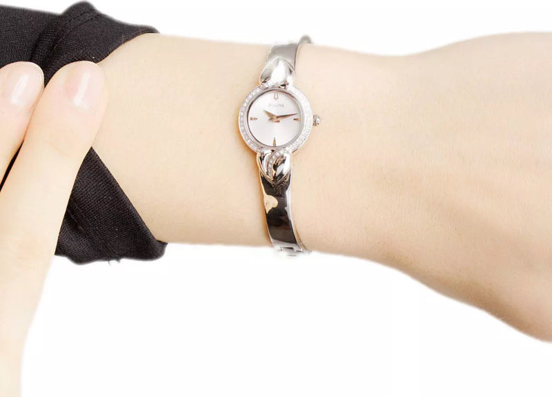 Bulova Crystal Pendant Silver Dial Silver Steel Strap Watch for Women - 96X111 Buy Now By Bulova